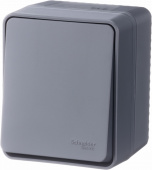 Выключатель 1-клавишный антрацит 10А ATLASDESIGN Profi54 IP54 (ATN544011) Schneider Electric AtlasDesign Profi 54 - Лампа