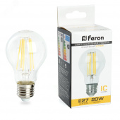 Лампа светодиодная LED Е27 20Вт теплый FILAMENT Feron Цоколь Е27/Е40 (R63, R80) - Лампа