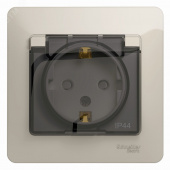 Розетка 1-м СП Glossa 16А IP44 250В с заземл. защ. шторки с крышкой в сборе Молочный Glossa - Лампа