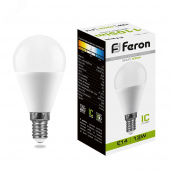 Лампа светодиодная LED Е14 13вт Белый матовый шар Feron Цоколь Е14 (R39, R50) - Лампа