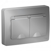 Розетка 2-м 16А IP44 250В с заземл. защ. шторки с крышкой Алюминий Systeme Electric Blanca - Лампа