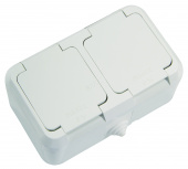 Розетка 2-ая с крышкой белая в сборе брызгозащищенная IP44 (18354) Makel Makel - Лампа