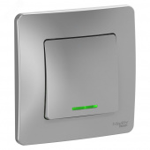 Выключатель 1-кл. 10А IP20 250В с подсветкой Алюминий Blanca Systeme Electric Blanca - Лампа
