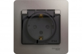 1-местная розетка Systeme Electric скрытой проводки Glossa 16А IP44 250В с заземлением с крышкой платина GSL001248 Glossa - Лампа