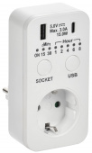 Розетка-таймер электронный с USB A+C 15мин-8ч 16А IP20 белый Таймеры - Лампа
