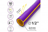 Шланг поливочный Резиновый 1/2 Soft Touch армированный, 1/2", 25 м, сиреневый, давление 7-15 бар. В приДАЧУ (1 бухта 25м) Садовый инвентарь - Лампа