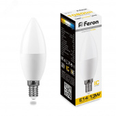 Лампа светодиодная LED 13вт E14 теплый матовая свеча 2700К FERON  Цоколь Е14 (R39, R50) - Лампа
